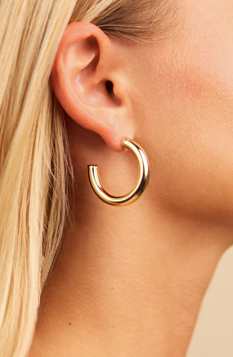 Sterling Forever Rory Hoop Earrings, Alternate, color, Gold