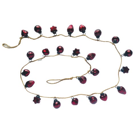 Mercury Glass Ornament Garland with Jute Cord