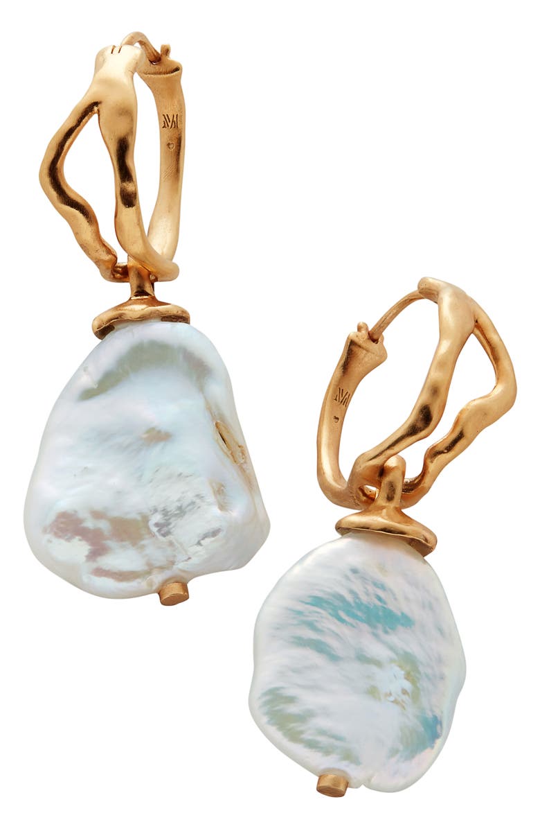 Monica Vinader Large Keshi Pearl Hoop Earrings, Alternate, color, Gp