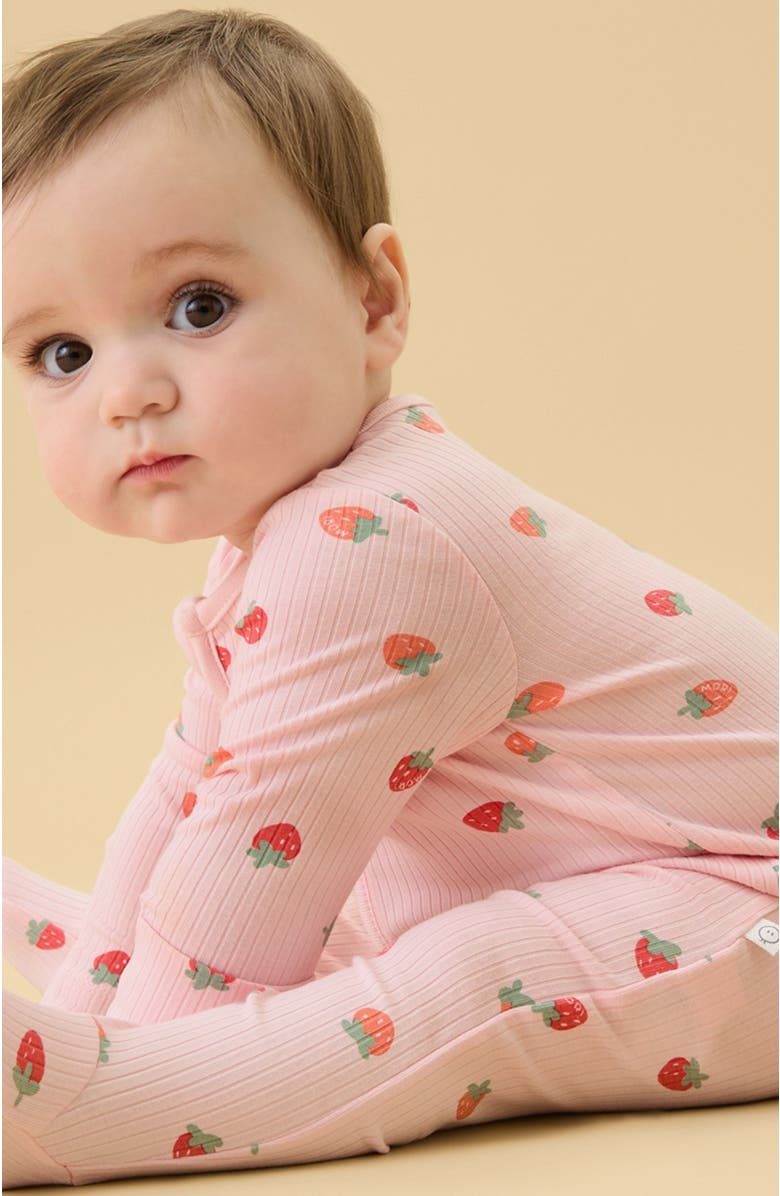 MORI Ribbed Two Way Zip-Up Sleepsuit, Alternate, color, Strawberry Crystal Rose