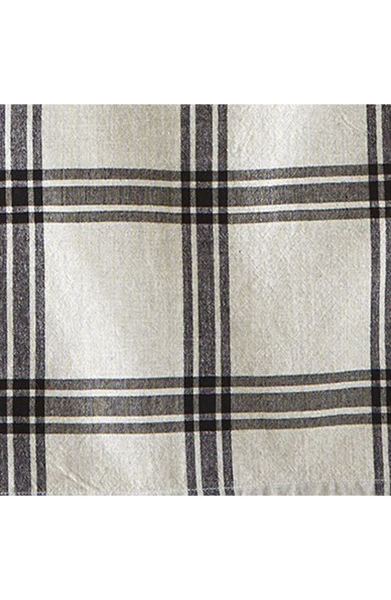 tag Set of 2 Black Stone Stripe Check Beige Cotton Dishtowels, Alternate, color, Black