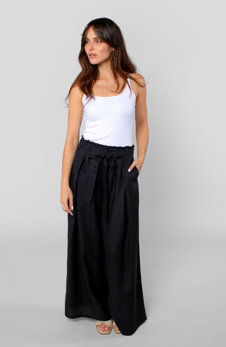 LEISURE LAB Linen Cabana Pant, Alternate, color, Black