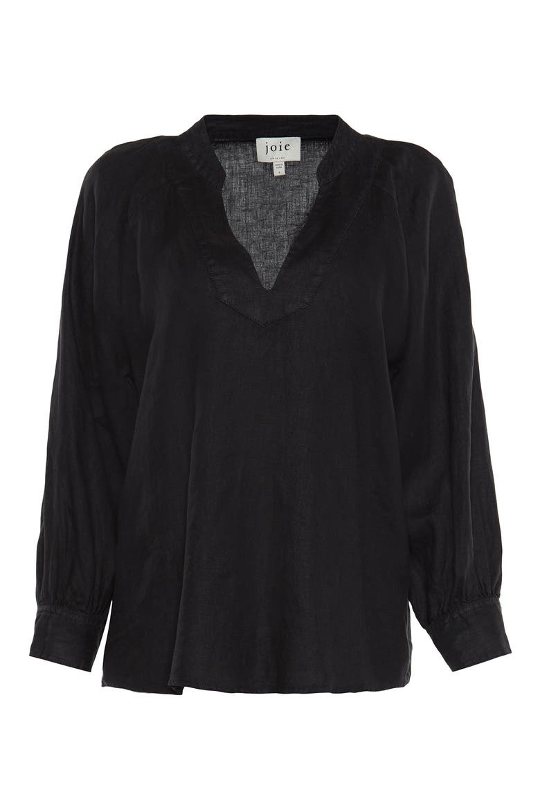 Perci Linen Popover Blouse, Alternate, color, CAVIAR