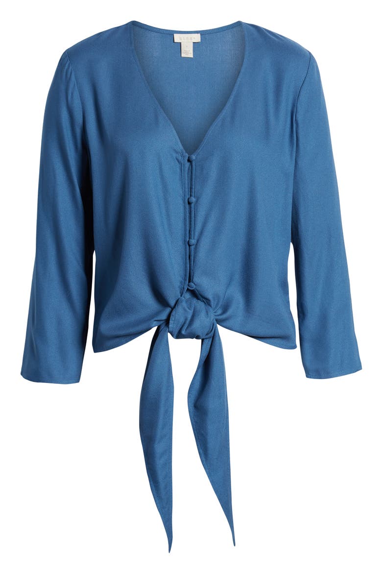 Tie Front Top, Alternate, color, BLUE DARK