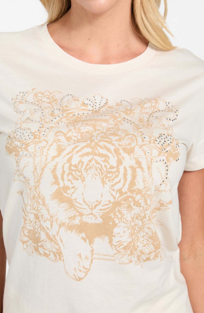 GUESS Embellished Tiger Organic Cotton Graphic T-Shirt, Alternate, color, White