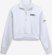 Nike Women's Nike White Seattle Seahawks Oversized Phoenix Fleece Cropped Quarter-Zip Sweatshirt