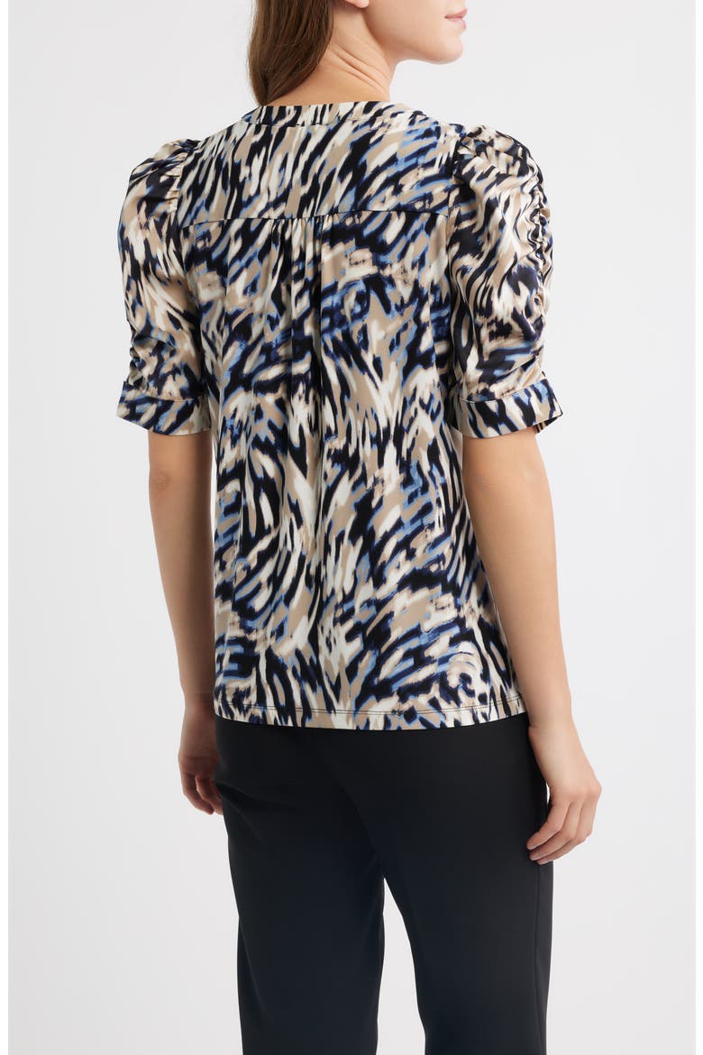 Print Puff Sleeve Jersey Top, Alternate, color, DUTCH BLUE MULTI