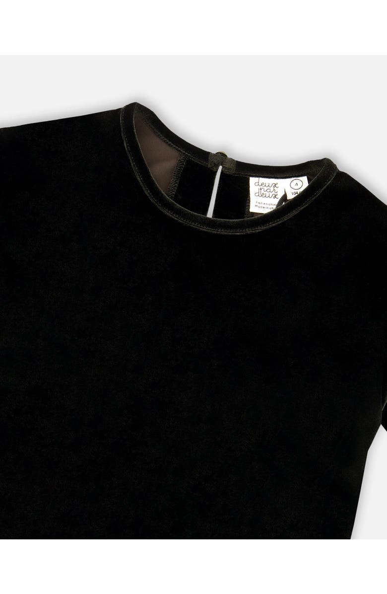 Deux par Deux Short Sleeve Stretch Velour Top, Alternate, color, Black