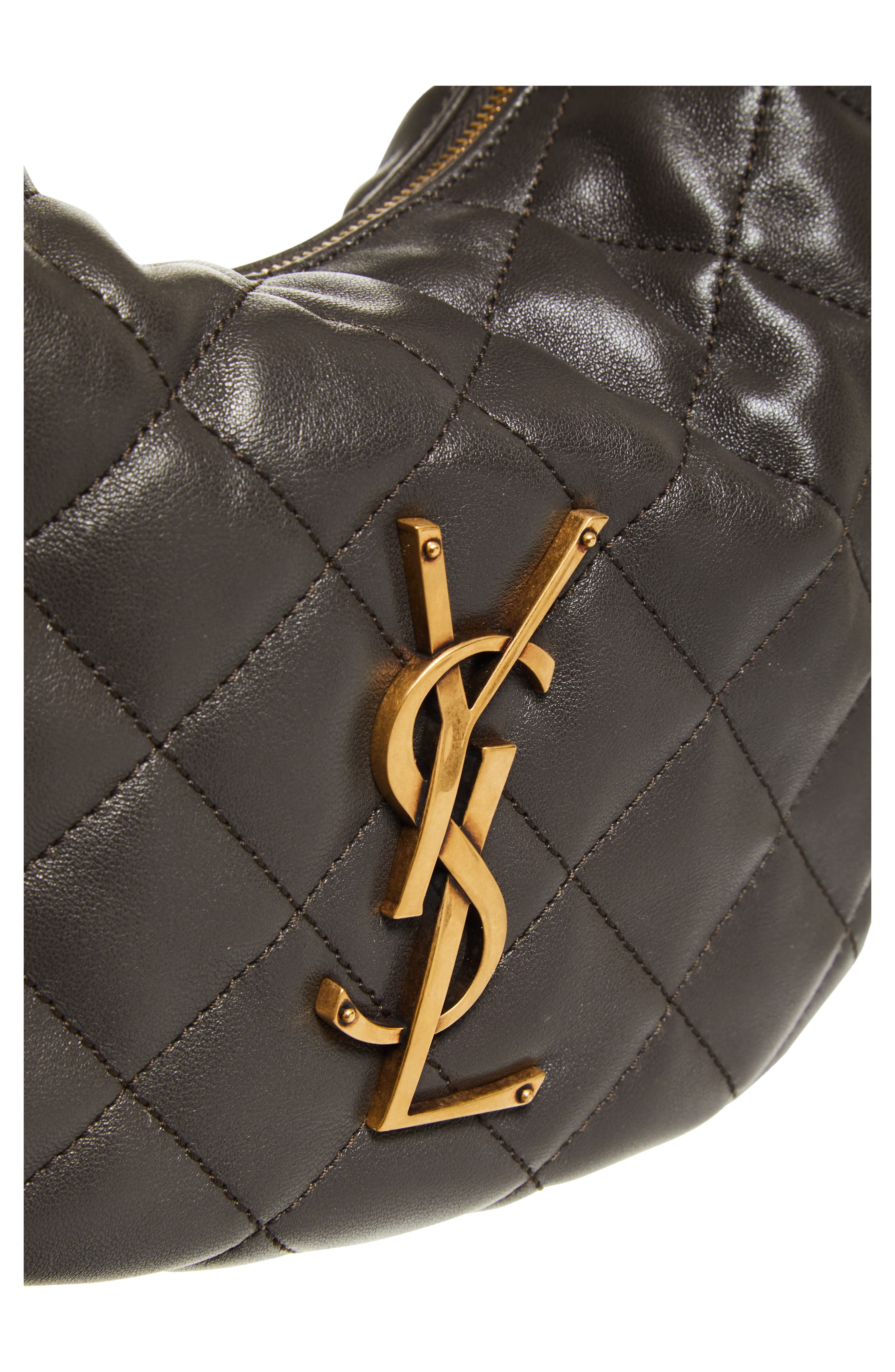 Saint Laurent Baby Icare Quilted Leather Hobo Bag, Alternate, color, Urban Grey