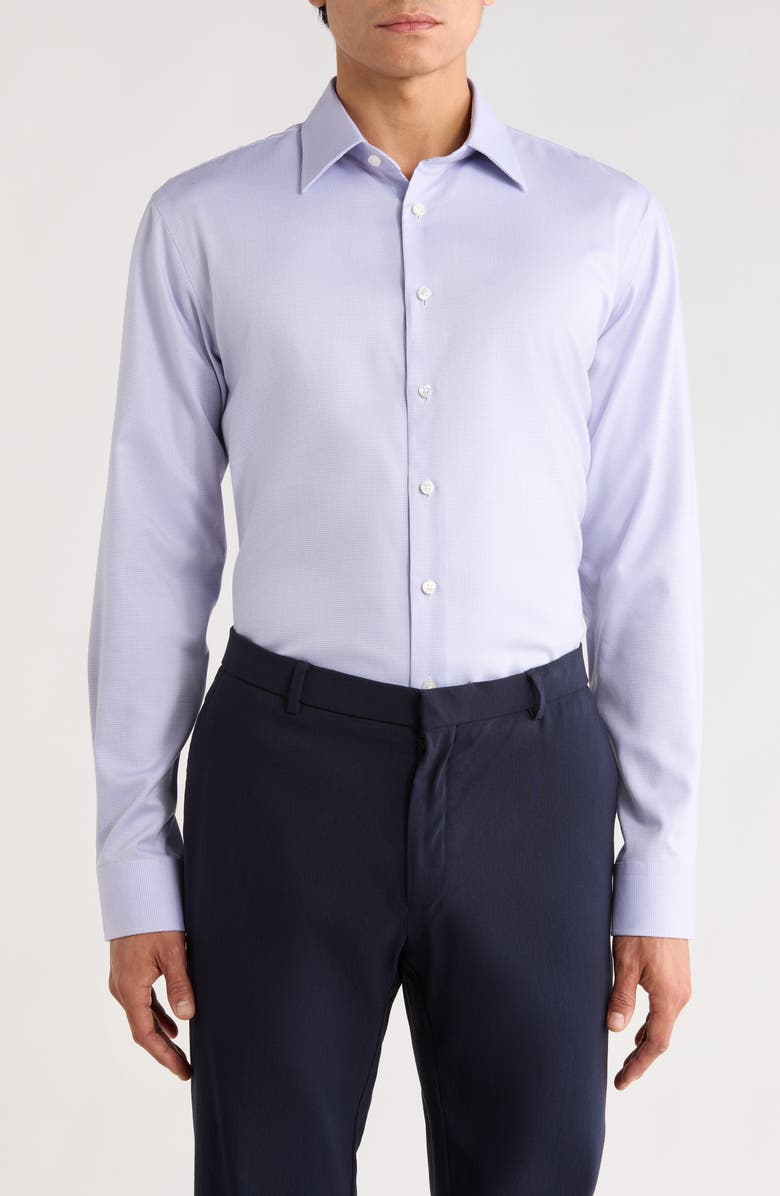 Nordstrom Trim Fit Vialla Premium Non Iron Cotton Dress Shirt, Main, color, Pink- Blue Vialla Texture