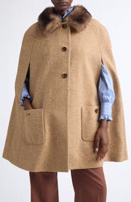 Valentino Garavani Textured Wool Blend Tweed Cape Coat