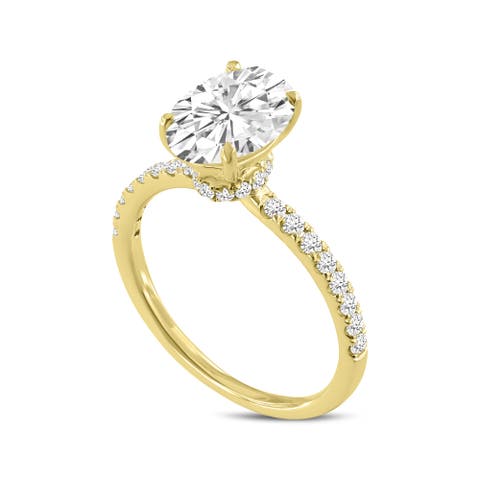 Adriana 14K Yellow Gold Oval Lab Grown Diamond Hidden Halo Engagement Ring - 2.35 Ct
