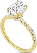 LuvMyJewelry Adriana 14K Yellow Gold Oval Lab Grown Diamond Hidden Halo Engagement Ring - 2.35 Ct