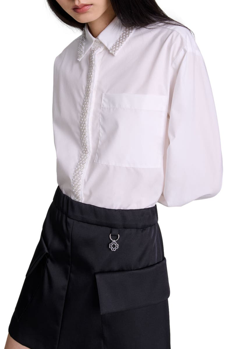 maje Short satin skirt, Alternate, color,