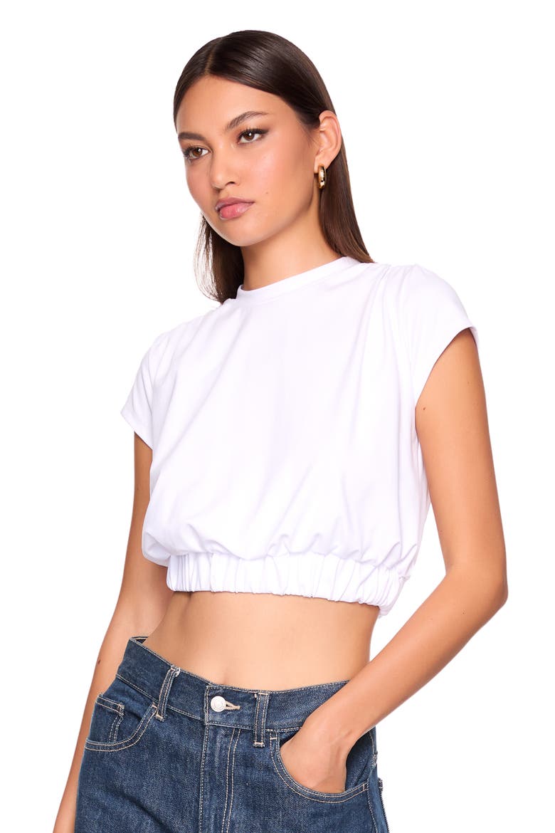 Gathered Hem Cropped T-Shirt, Alternate, color, SUGAR