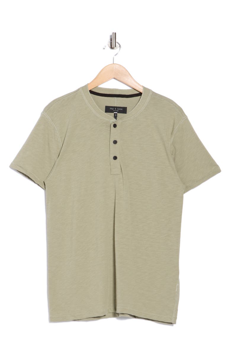 rag & bone Classic Cotton Slub Jersey Henley, Alternate, color, Moss