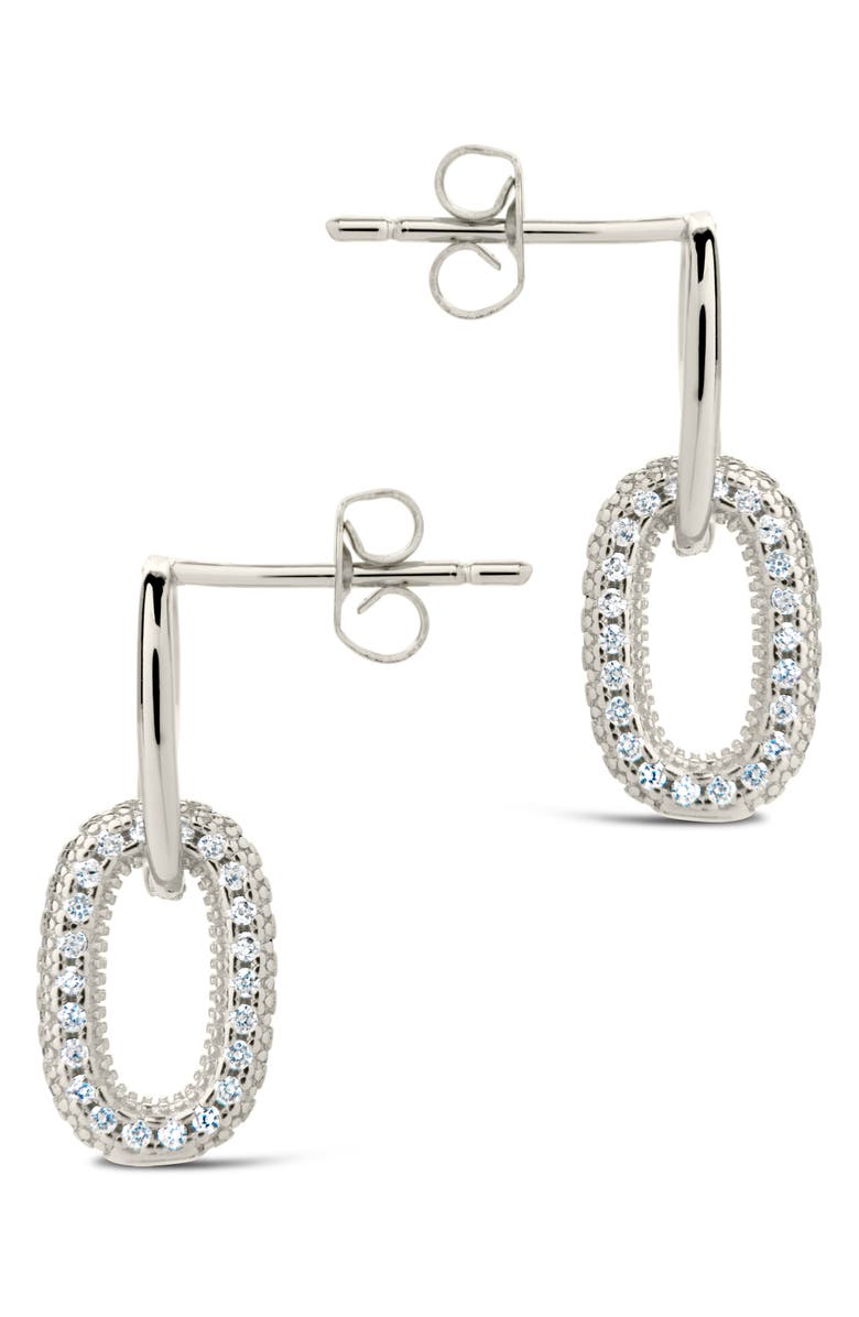 Sterling Forever Reina Pavé Cubic Zirconia Link Drop Earrings, Alternate, color, Silver