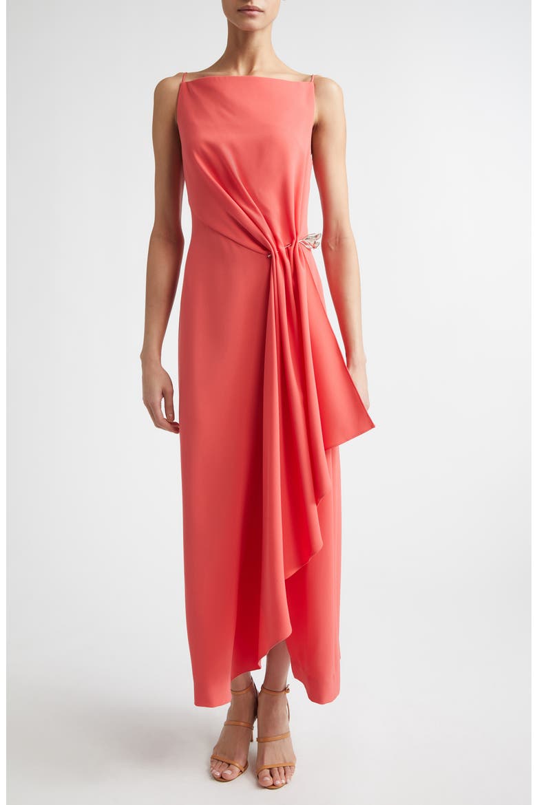 Fluid Stretch Crepe Pin Detail Dress, Main, color, WATERMELON