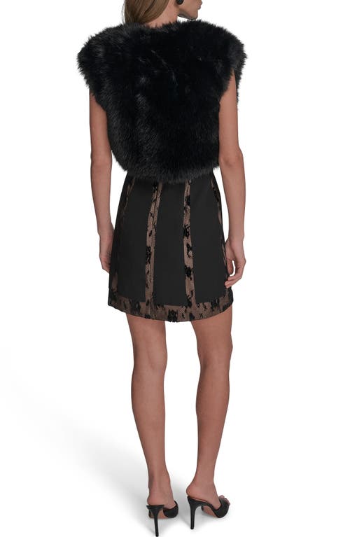 Bcbg Faux Fur Sleeveless Shrug In Black