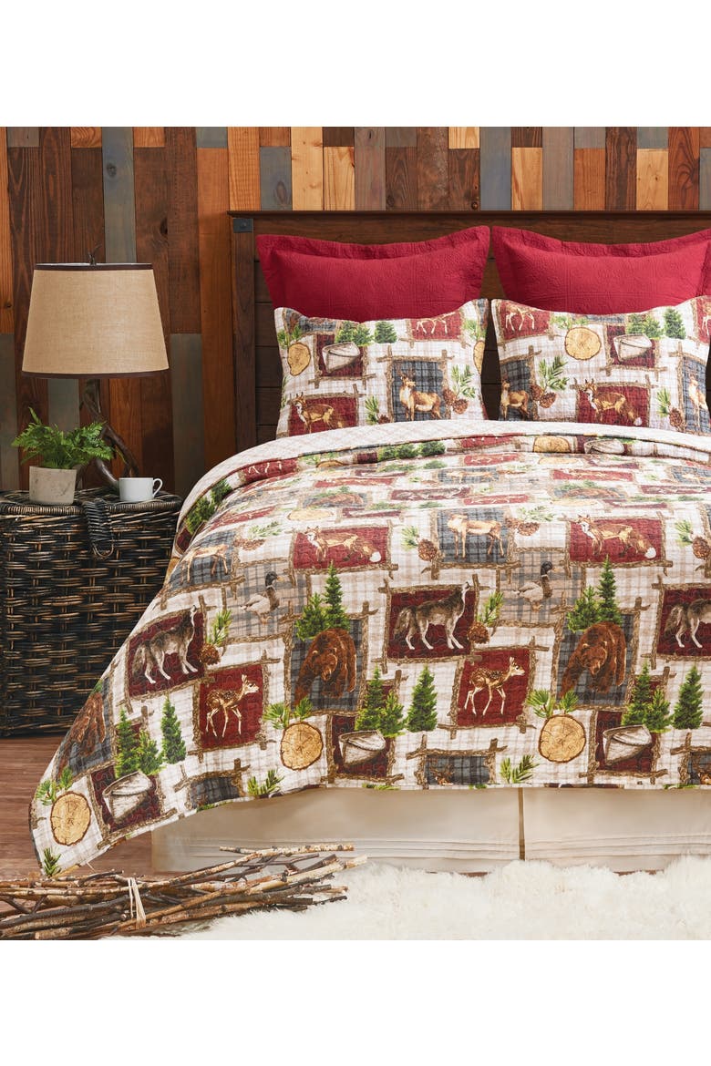 Bryson Retreat Cotton Quilt Set  - Reversible and Machine Washable, Alternate, color, Red