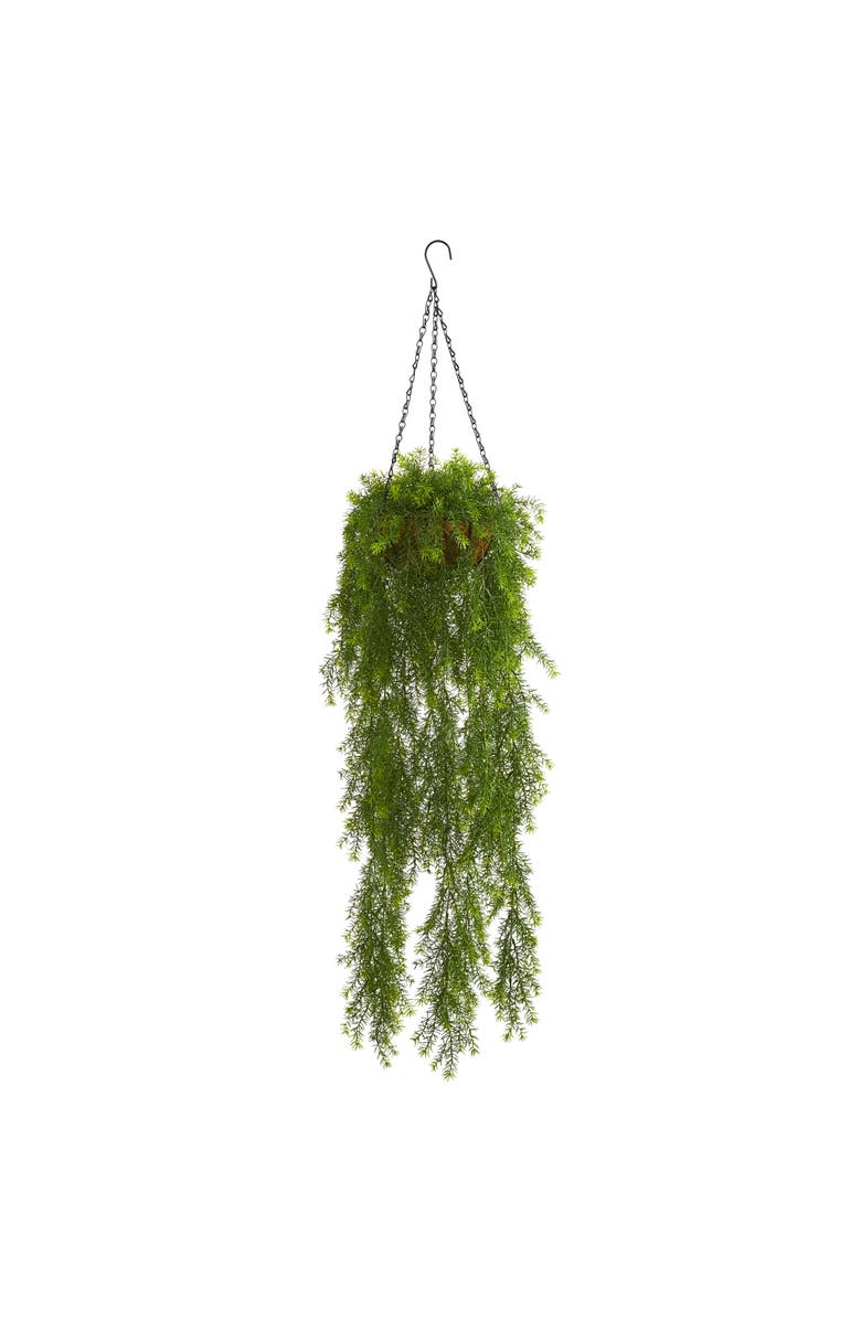 NEARLY NATURAL 3-ft Willow Artificial Plant Hanging Basket, Main, color, Green