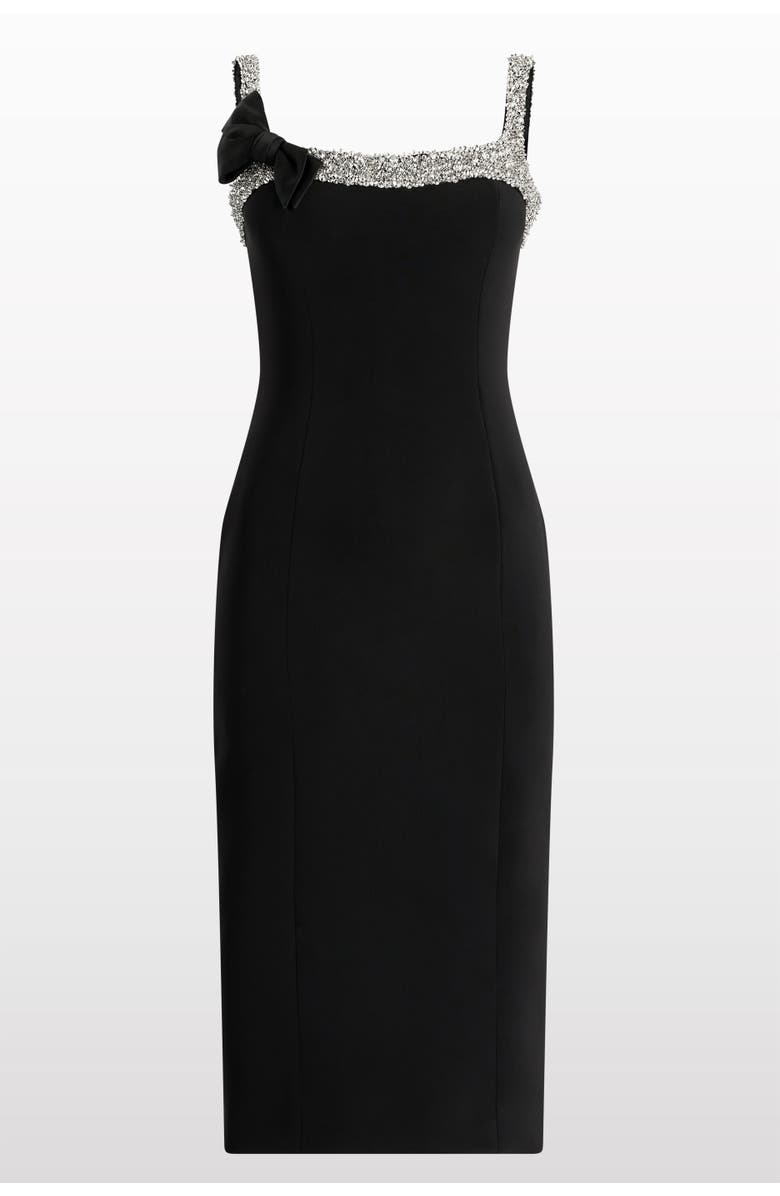 Jenny Packham Lucy Crystal-Embellished Bow Midi Dress, Main, color, Liquorice