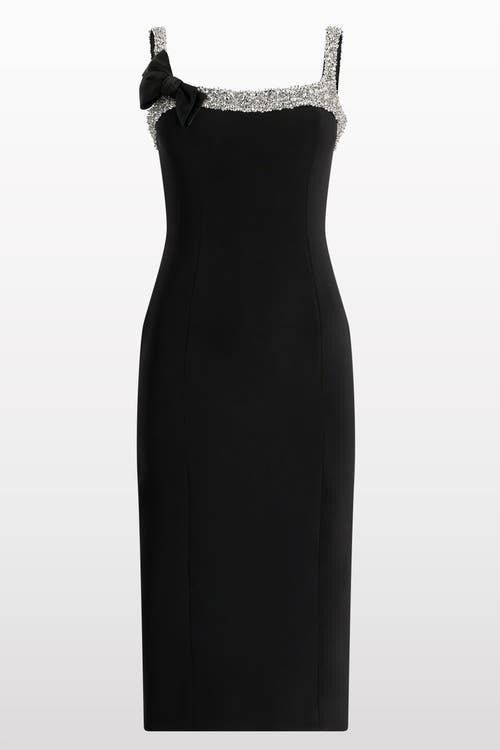 Jenny Packham Lucy Crystal-embellished Bow Midi Dress In Black
