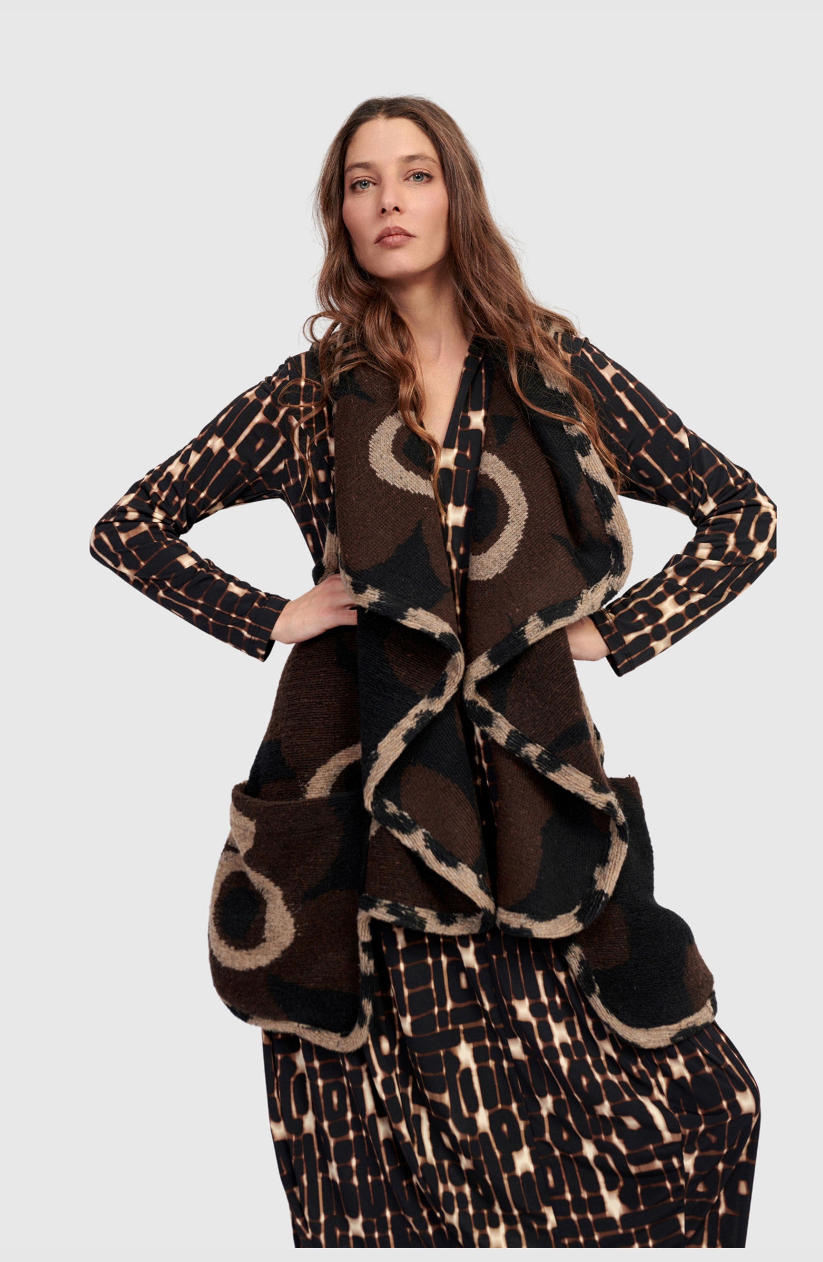 Piped Cozy Draped Vest