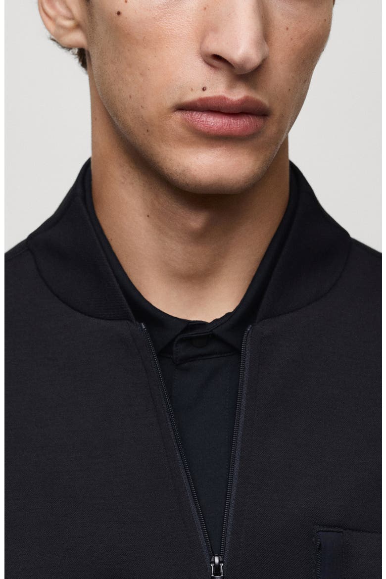 Sweatshirt Bomber Jacket, Alternate, color, DARK NAVY