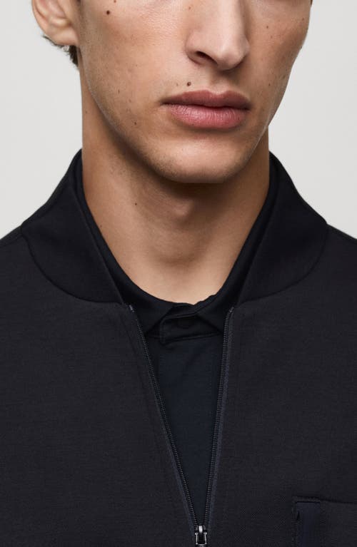 Mango Sweatshirt Bomber Jacket In Dark Navy