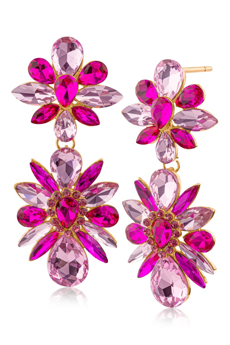 Crystal Cluster Drop Earrings (Nordstrom Exclusive), Main, color, PINK/ GOLD