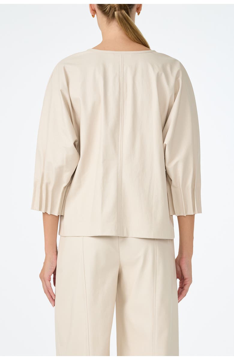 Trina Turk Coletta Faux Leather Top, Alternate, color, Ecru