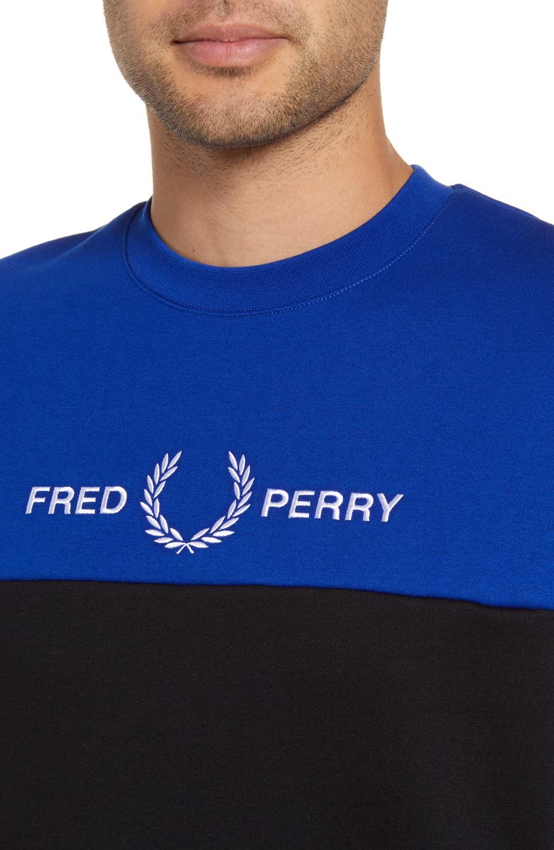 Fred Perry Colorblock Embroidered Crewneck Sweatshirt, Alternate, color,