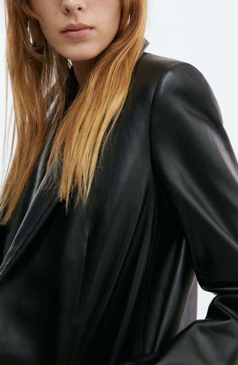 MANGO Pieced Leather Jacket, Alternate, color, 