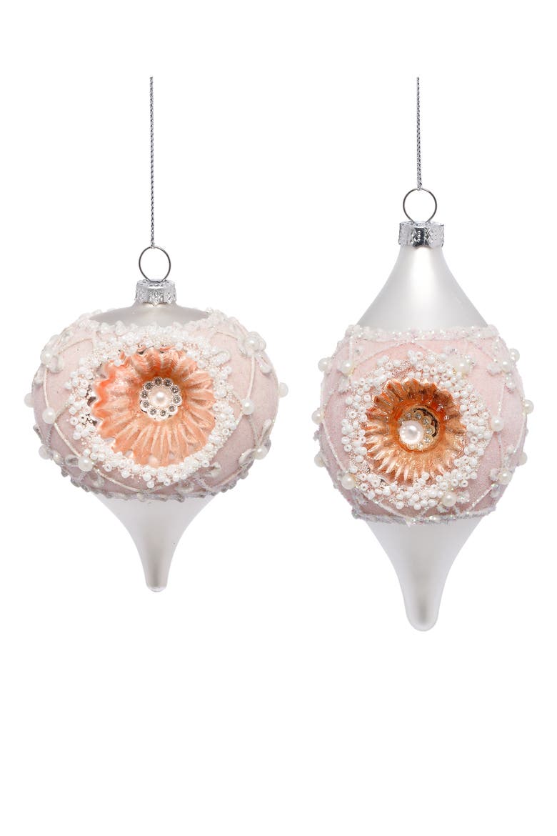 Pink Pearl Drop Ornament, Box of 6, Main, color, Salmon Peach