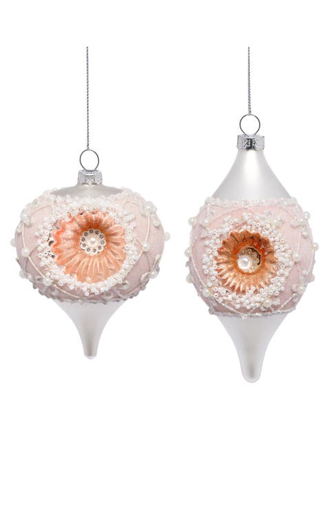Pink Pearl Drop Ornament, Box of 6