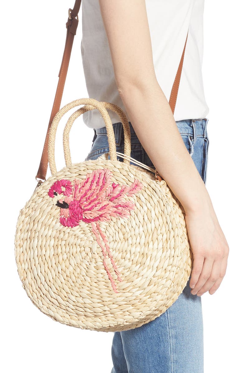 Nordstrom Flamingo Round Satchel, Alternate, color,