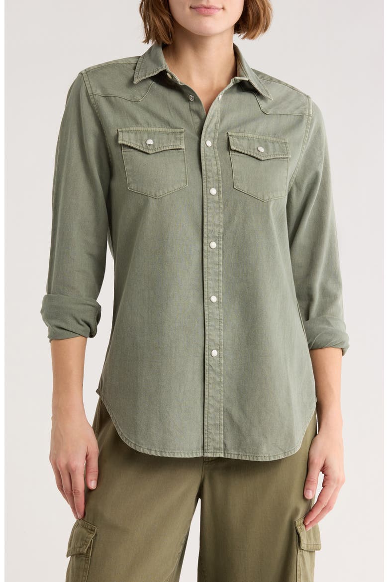 Denim Western Button-Up Shirt, Main, color, LAUREL WREATH