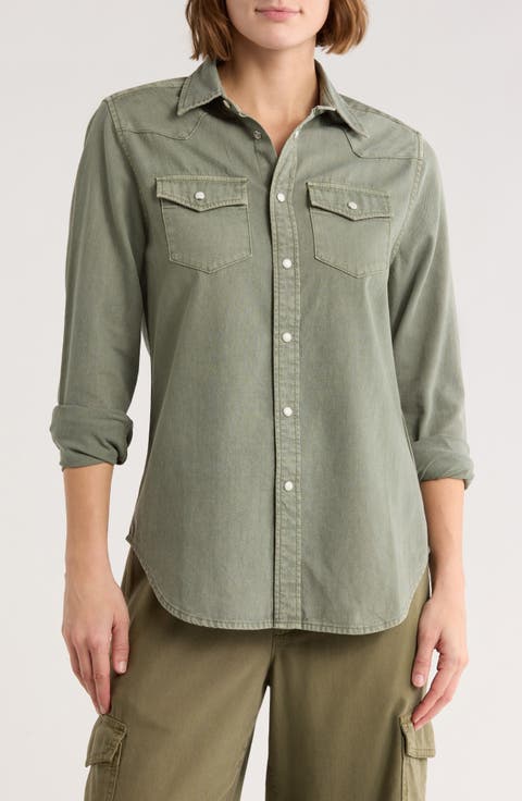 Denim Western Button-Up Shirt