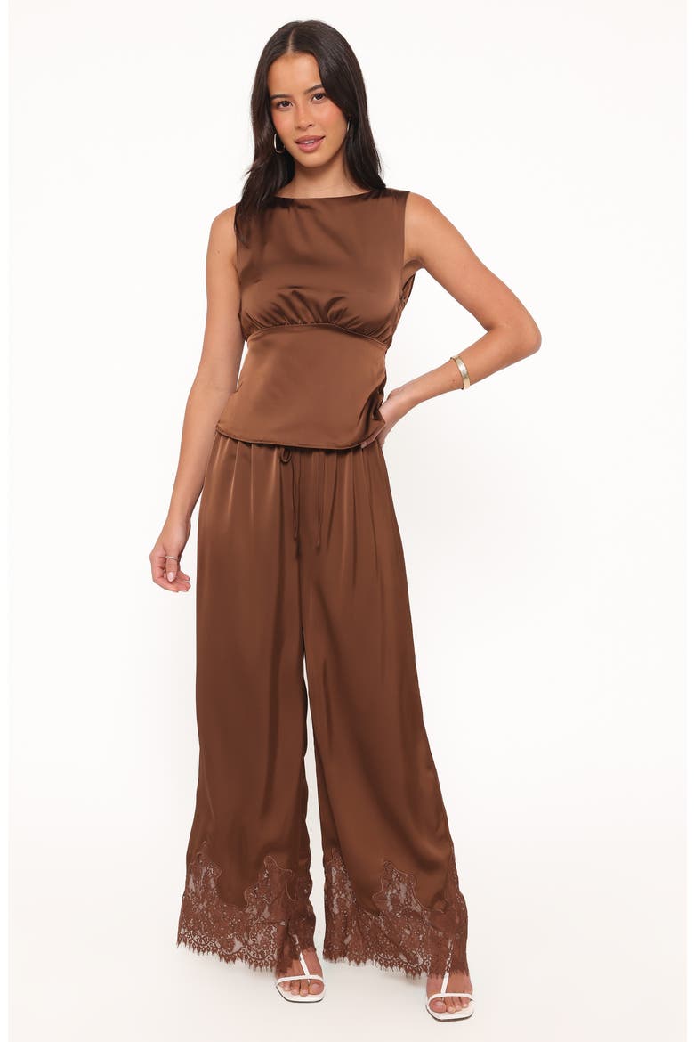 Wynn Strappy Cowl Back Satin Top, Alternate, color, CHOCOLATE