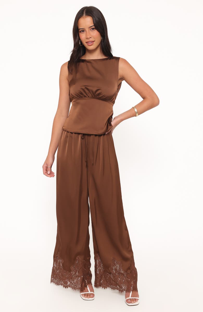 Petal & Pup Wynn Strappy Cowl Back Satin Top, Alternate, color, Chocolate