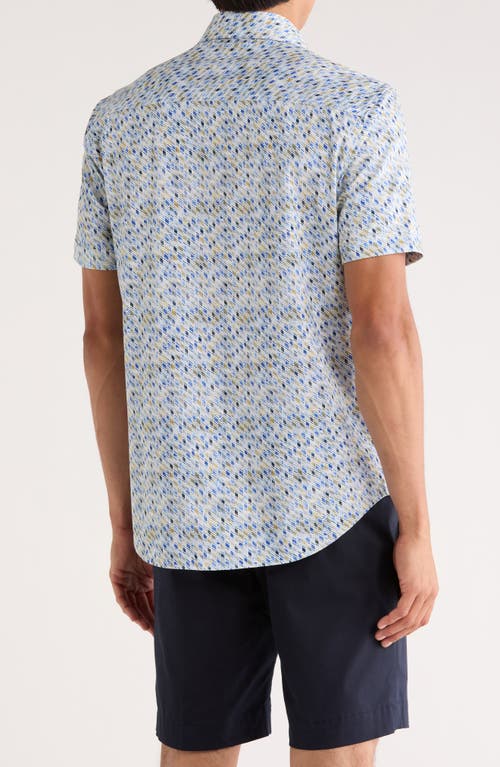 Bugatchi Miles Short Sleeve 8-way Stretch Ooohcotton® Button-up Shirt In Green