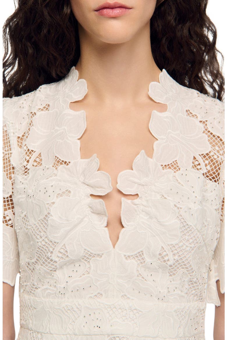 Flower print short dress, Alternate, color, White