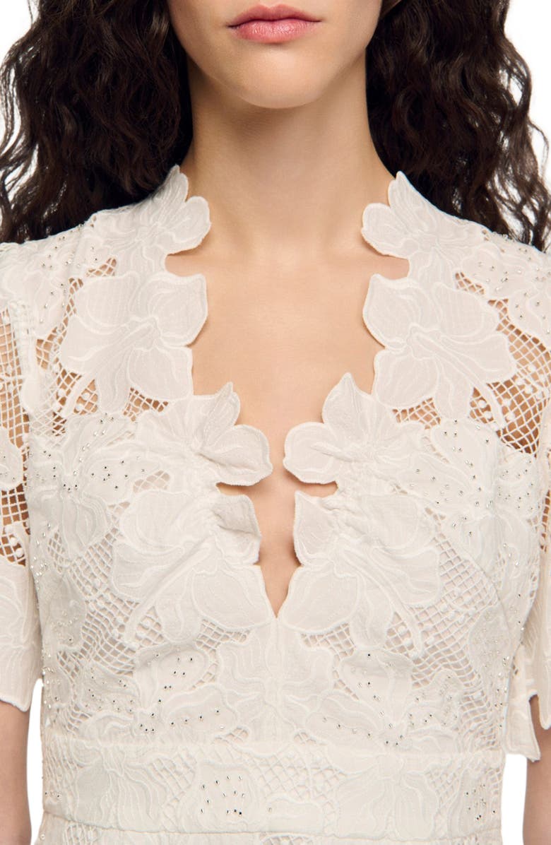 SANDRO Flower print short dress, Alternate, color, White