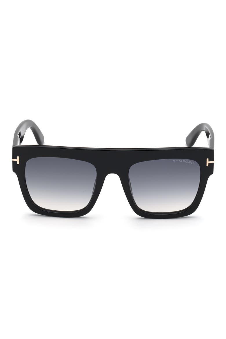 Renee 52mm Gradient Flat Top Square Glasses, Main, color, SHINY BLACK / GRADIENT SMOKE