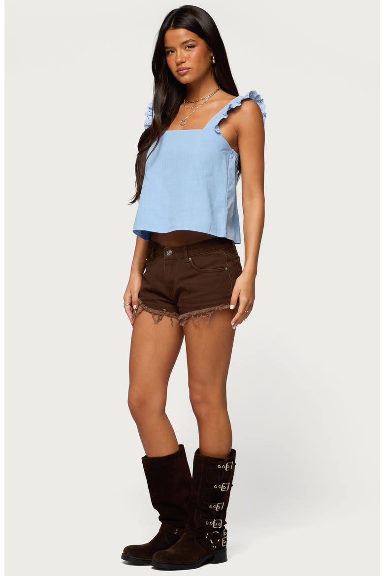 Josefina Cutoff Denim Shorts, Alternate, color, BROWN