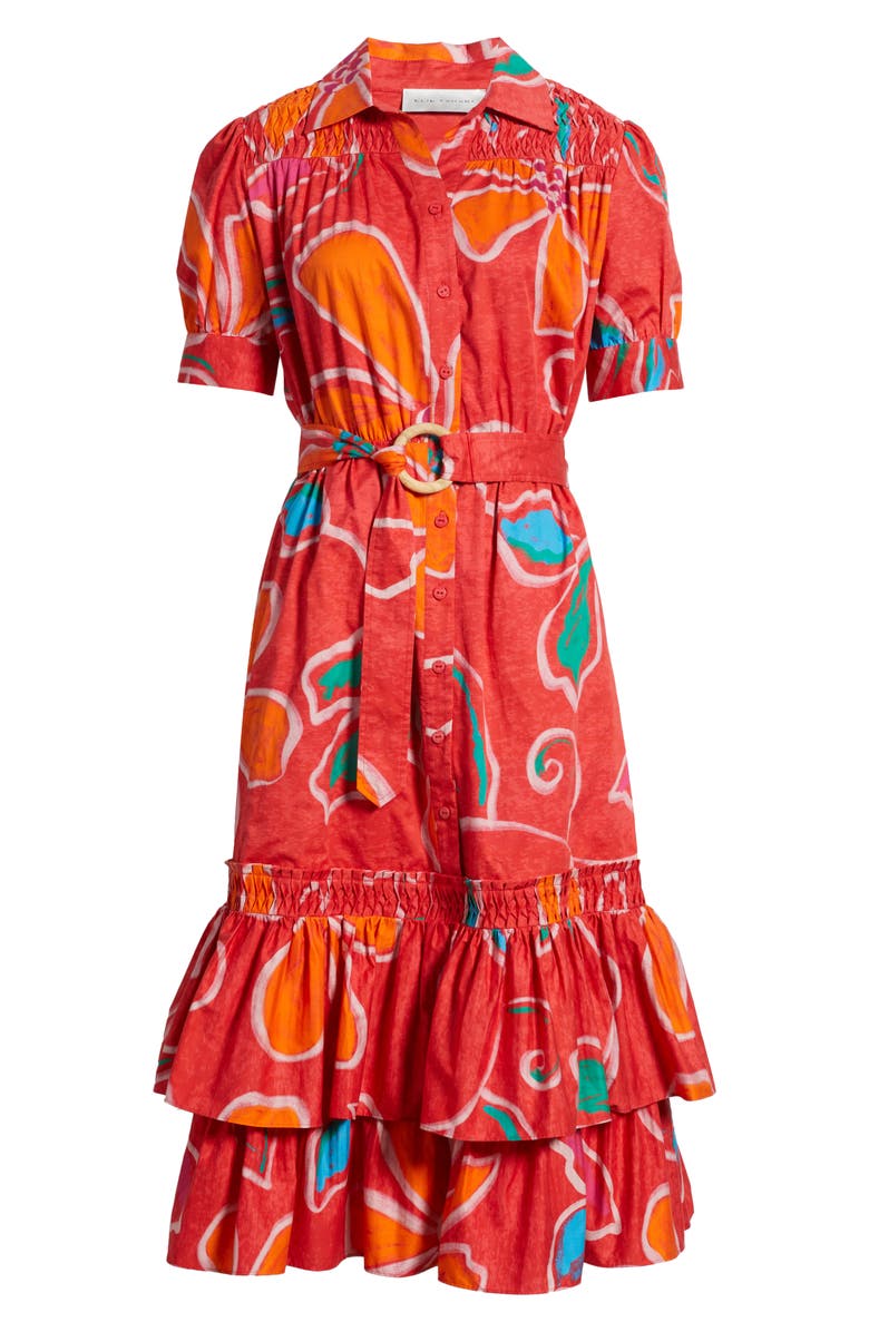 Elie Tahari The Suki Sketched Petals Short Sleeve Shirtdress, Alternate, color, Sketched Petals