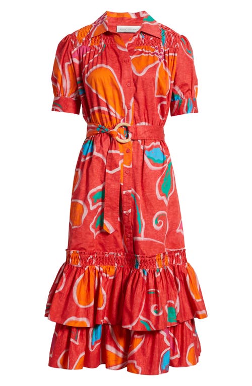 Elie Tahari The Suki Floral-print Ruffle Tiered Midi Dress