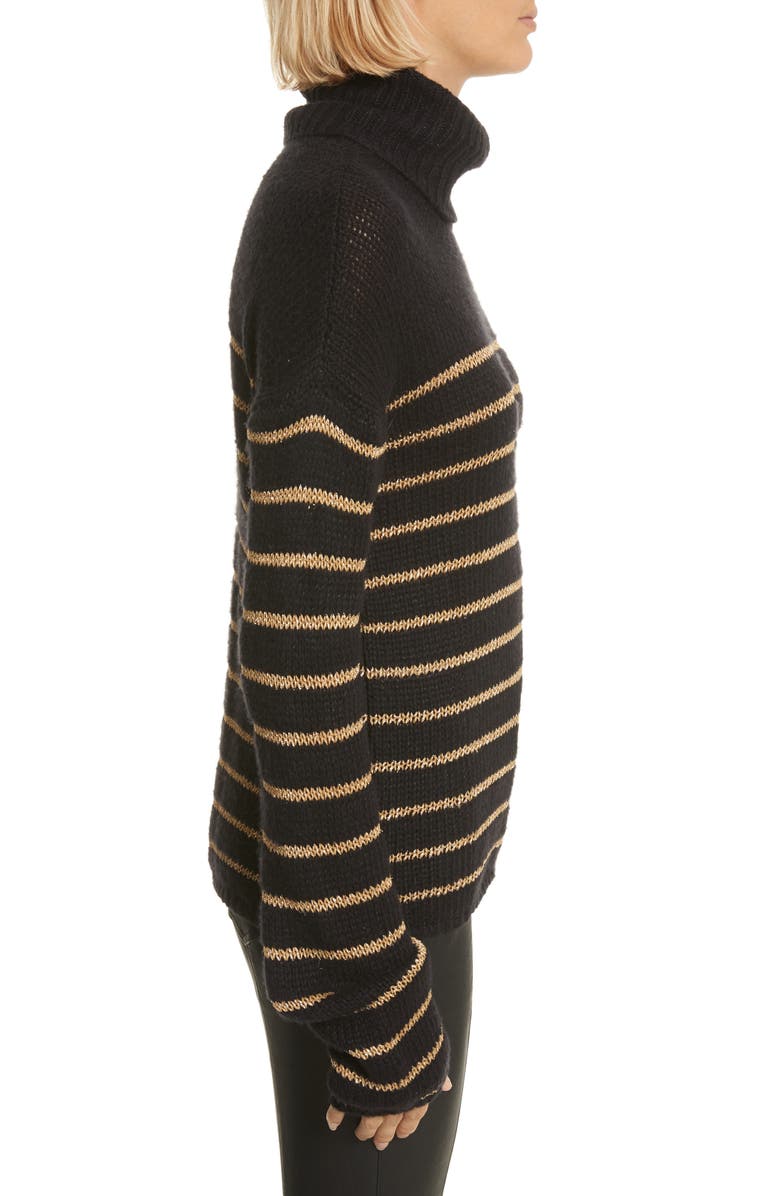 A.L.C. Elisa Metallic Stripe Turtleneck Sweater, Alternate, color, 