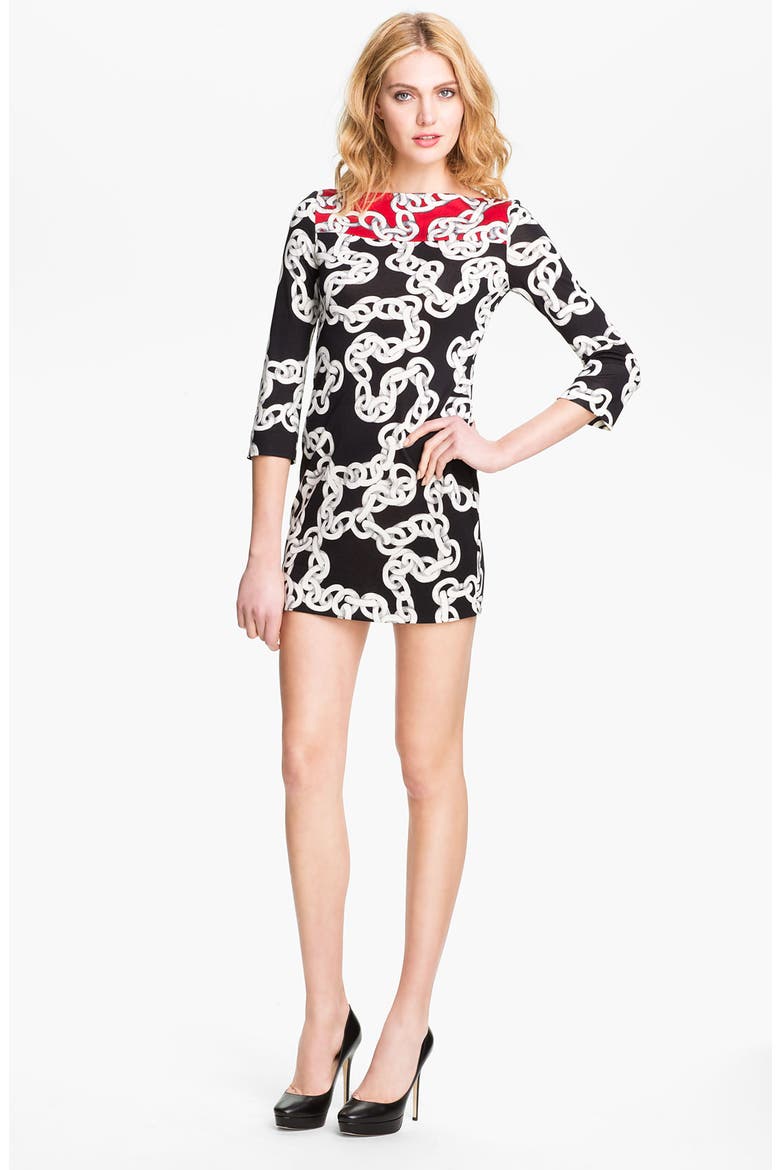 'Ruri' Silk Minidress, Main, color, CHAINS GREY/ CHAINS RED